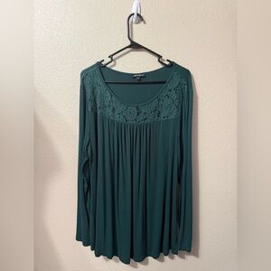 LETDIOSTO Women’s Green Long Sleeve Lace Blouse 2X